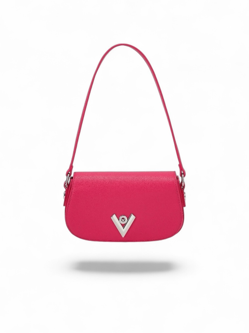 Valentino Orlandi Velora Hot Pink Shoulder Bag with Silver V Emblem - Picture 3 of 3